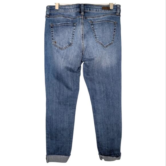 Kut From The Kloth Ankle Straight Leg Cuffed Hem Distressed Denim Jean Size 6 - Picture 2 of 5